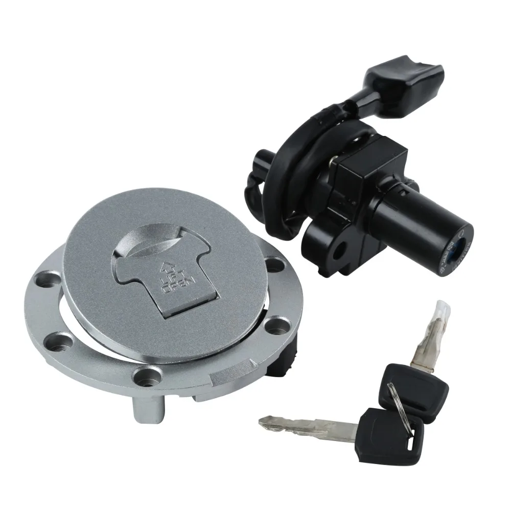 Motorcycle Metal Fuel Gas Tank Cap Cover Lock + Ignition Switch Lock