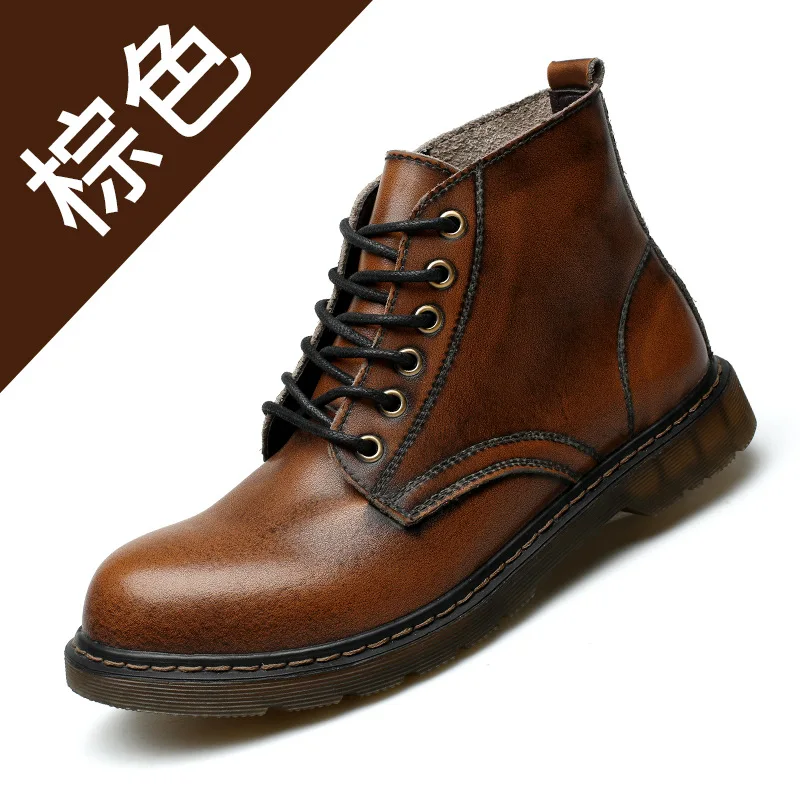 

Fashion Leisure Solid Men Martin Boots Ankle Round Toe Low Punk Motorcycle Boots PU Spring Autumm Sewing Lace up Outdoor Shoes