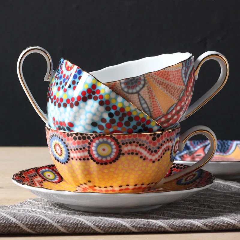 Наборы кофейных чашек в европейском стиле, Высококачественная кофейная чашка из костяного фарфора и блюдце, английский послеобеденный чай