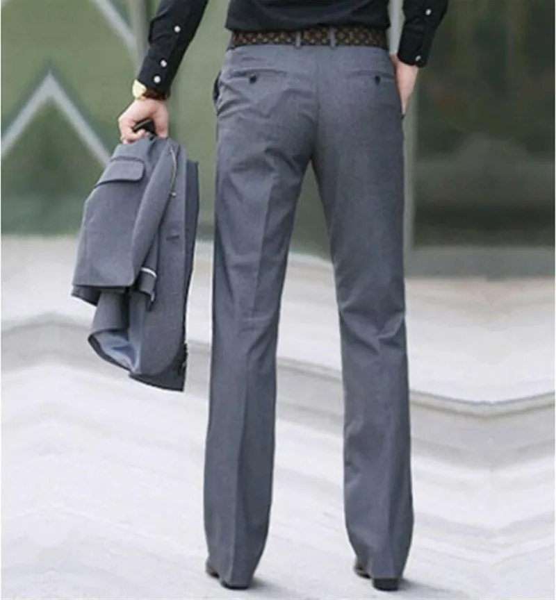 Новинка, расклешенные брюки, мужские летние прямые брюки, британский стиль, свободные брюки, строгие брюки для мужчин, размер 28-37