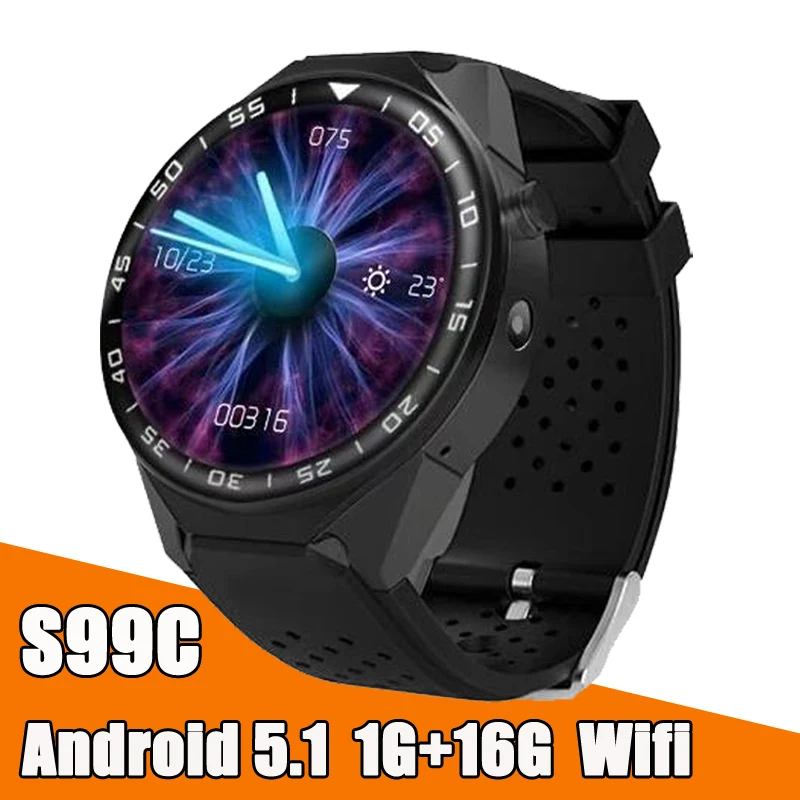 

RUIJIE S99C Android 5.1 Bluetooth Smart Watch 3G WIFI GPS SIM Card Heart Rate Smartwatch with 2.0MP Camera 1GB 16GB VS KW88
