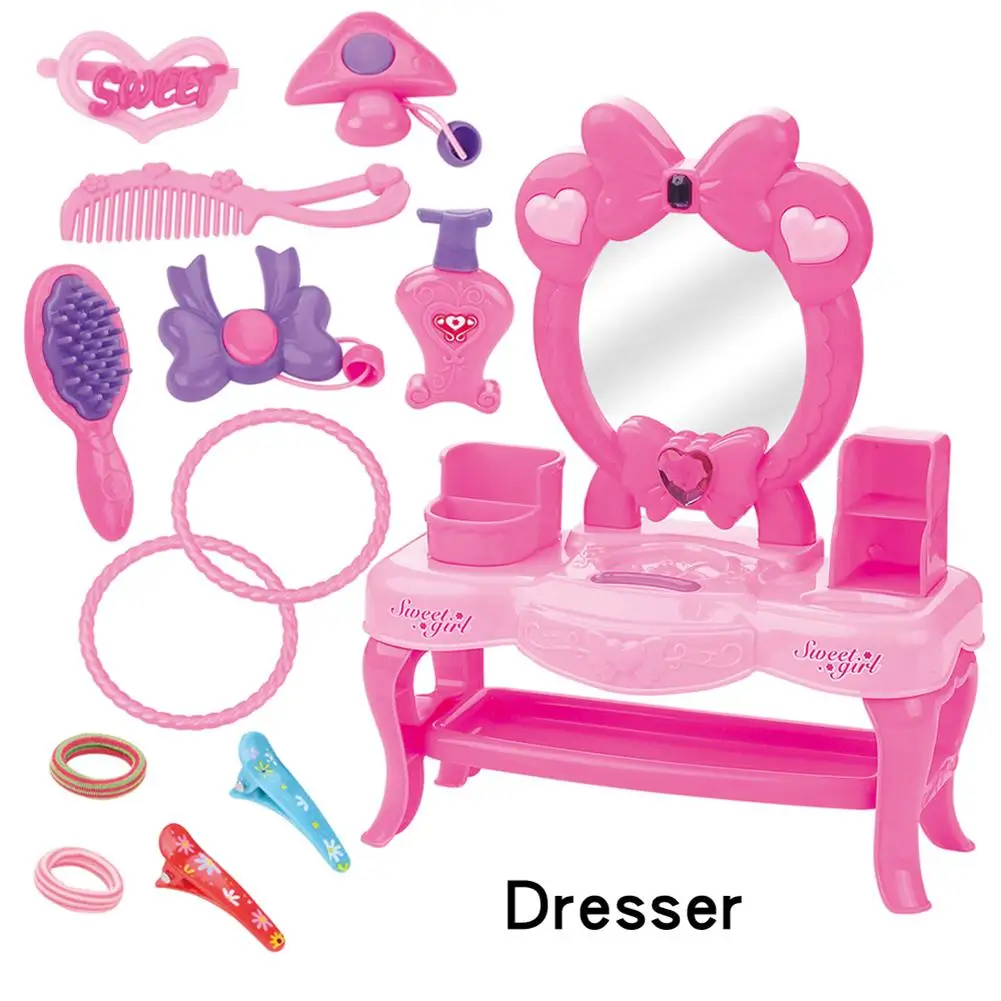 Детский игровой домик игрушечный туалетный столик набор для туалета - Цвет: Розовый