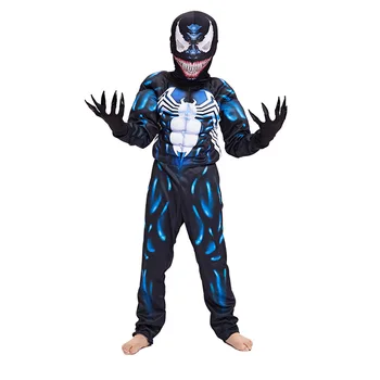 

New Arrival Child Black Spiderman Boys Muscle Venom Movie Character Cosplay Superhero Halloween Carnival Fancy Dress Costume