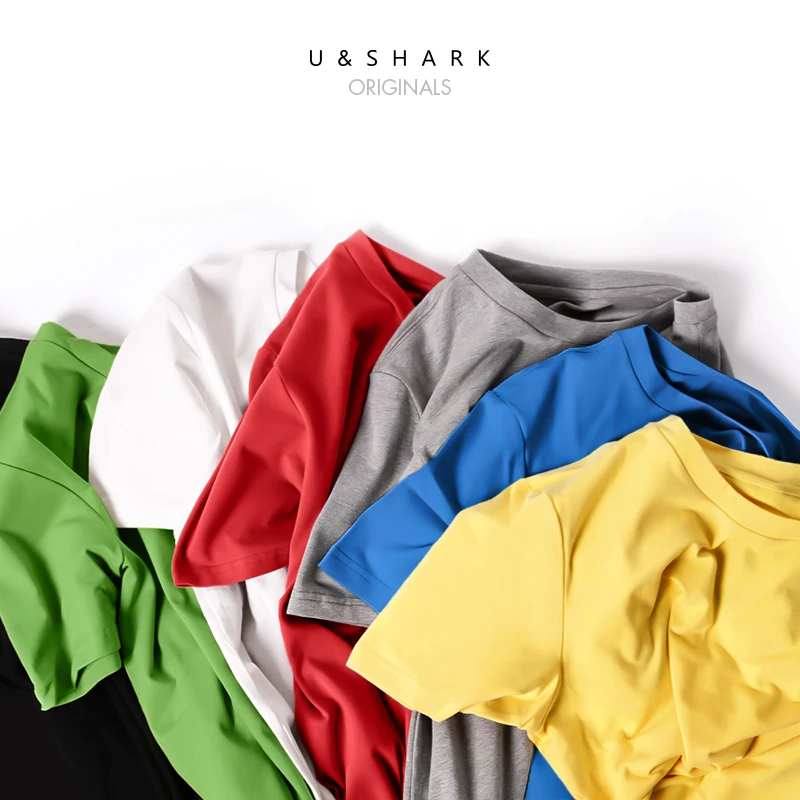 U & SHARK летняя Базовая черная футболка Homme с коротким рукавом облегающие хлопковые