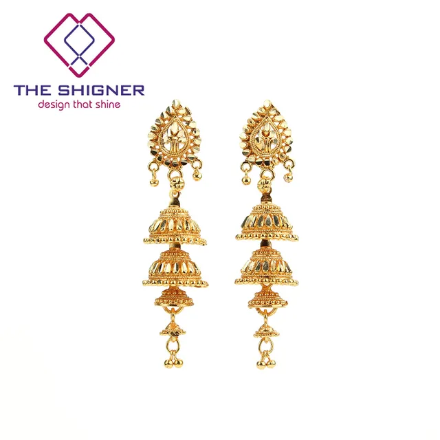 The Shigner Ethnic Indian Golden 4 Floor Birdcage Jhumka Jhumki The Shigner Ethnic Indian Golden 4 Floor Birdcage Jhumka Jhumki Earring India Clic Tribal Traditional Dangle