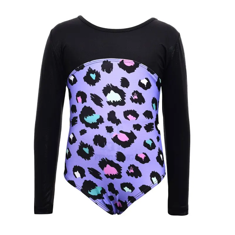 

New Children Grils Ballet Long-sleeved Leopard Body Suit Ballet Gymnastics Dance Practice Kids Dancewear
