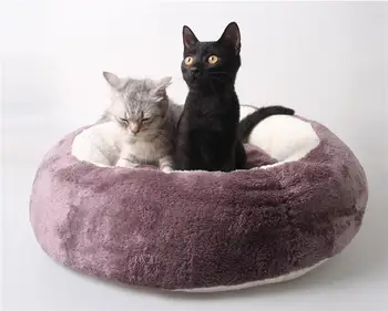 

Anti Skid Plush Pet Round Pet Bed Pet Donut Bed With Detachable Bed Mat For Pet Dog Cat