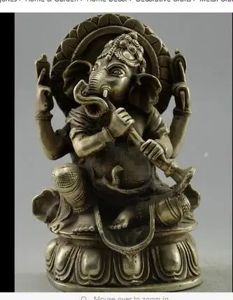 

Collectible Decorated Tibet Silver Carved India Wealth God Play Flute Statue Tibetan Silver Bronze decoration