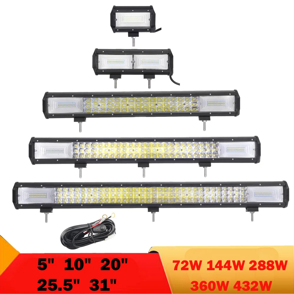 

5'' 10'' 20'' 25.5'' 31'' LED Light Bar Work Light for Offroad 4x4 Suv Car 4WD Truck Tractor Trailer 12v 24v Flood Combo LED Bar