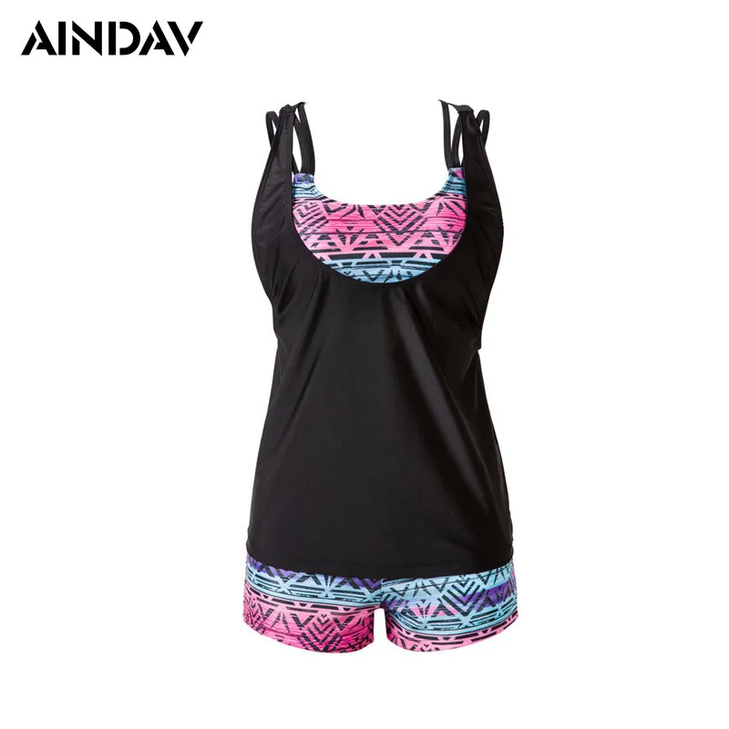 

New Plus Size Sport Swimwear Women Swimsuit High Quality LadiesTankini with Shorts Solid Bathing Suit Swim Summer Beach Wear 3XL