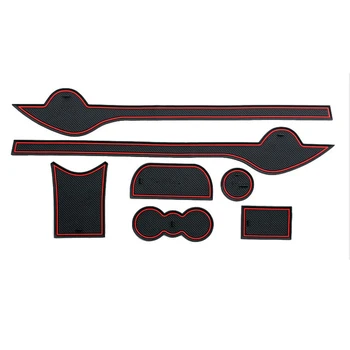 

7pcs Red Non-Slip Car Interior Door Groove Mat Car Stickers Car Accessories For Skoda Fabia 2012 -2014 Water Cup Holder Mat