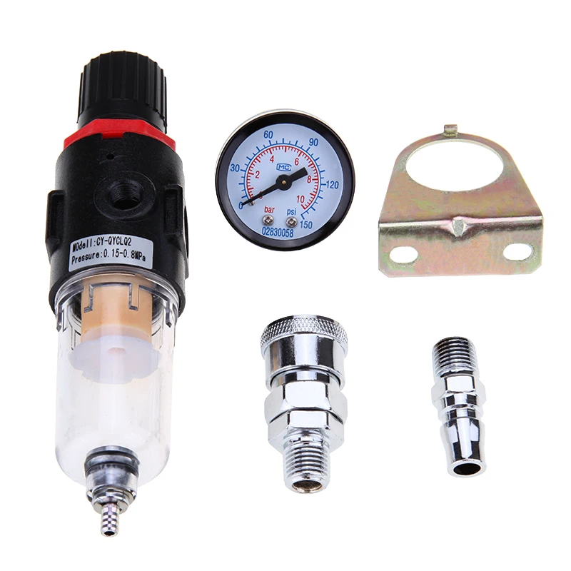 1/4 Inch Air Compressor Regulator Pressure Gauge Water Moisture Trap