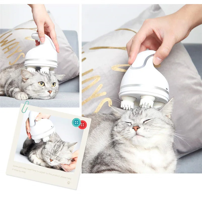 Pet Intelligent Charging Cat Massager 3D Head Massager Cats Automatic Rotate Waterproof Electric Grooming Tools Pets Supplies 35