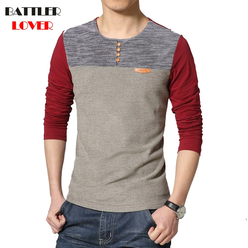 2018 Fashion Brand O-Neck Slim Fit Long Sleeve T Shirt Men New Trend Casual Shirt Mens T-Shirt Patchwork Tee Shirts Size M-5XL
