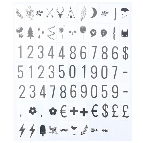 75pcs Replacement Letters & Numbers Symbols black for A4 Cinema Letter