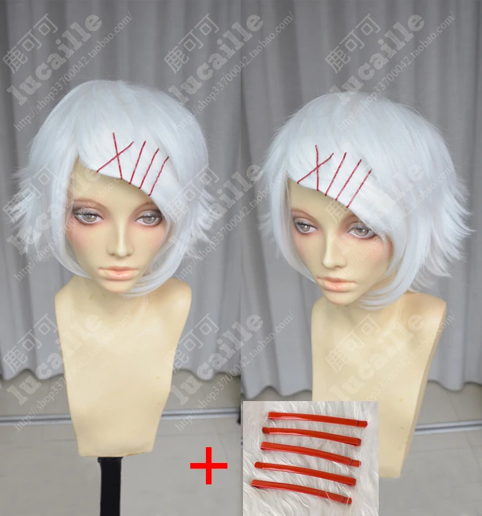 Костюм для косплея из белых термостойких волос с изображением Токийского Гуля Juzo Suzuya Juuzou, парик+ дорожка+ шапка для парика