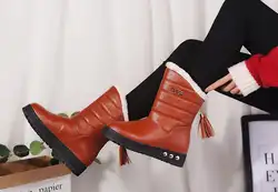 Новинка 2019 г. бархатные утепленные женские сапоги-трубы, зимняя Нескользящая теплая хлопковая обувь на плоской подошве