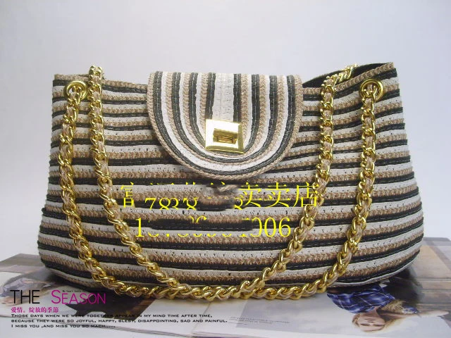 

Straw Bag New Paper Straw Bag Wrapped In Fine Paper Braid Chain Chain Gold Chain A2841