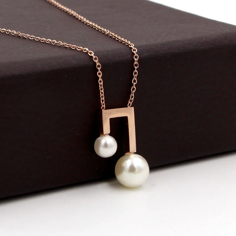 

Fashion Brand Love U Letter Simulated Pearl Pendant Necklace Rose Gold Color Stainless Steel Women Party Christmas Gift