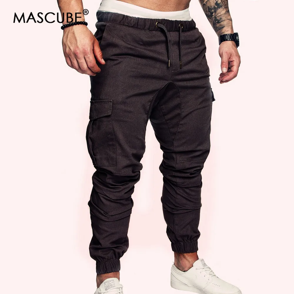 MASCUBE Брендовые мужские штаны в стиле хип-хоп шаровары, штаны для бега мужские брюки для бега однотонные брюки с несколькими карманами спортивные штаны 4XL