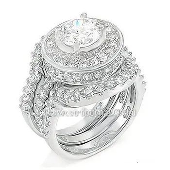 

choucong Vintage Women 6mm Stone 5A Zircon stone 10KT White Gold Filled 3-in-1 Engagement Wedding Ring Set Sz 5-11 Gift
