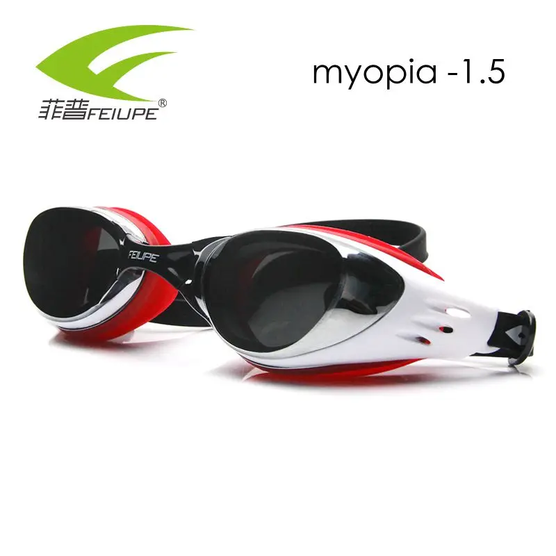 FEIUPE плавательные очки профессиональные близорукость различные силиконовые очки для дайвинга Hd диоптрий Анти-туман для мужчин женщин взрослых детей - Цвет: Red Myopia-1.5
