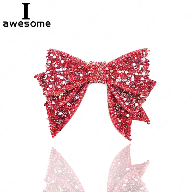 

Red Bow Rhinestone Bridal Wedding Party Shoes Accessories High Heels sandals Boots DIY Manual Shoe Decorations Shoe's flower