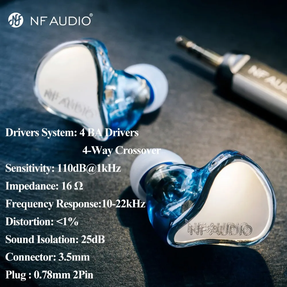 NFAudio NF4u Ocean 4 Knowles BA Quad Driver In Ear Monitor Audiophile HiFi Earphone With 0 78mm 2Pin Detachable Cable