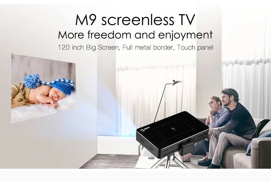 AODIN M9 mini Projector Smart Multi-touch screen1G+32G LED Portable Projectors DLP 300 lumen 5000mAh Battery HD Pocket Projector-01