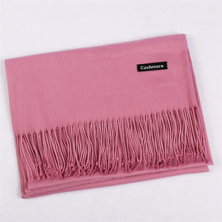 ZFQHJJ, классический Одноцветный кашемировый зимний шарф для женщин и мужчин, большой размер, 200x70 см, теплая шаль для шеи, подходит для мужчин и женщин, шарфы для влюбленных - Цвет: 24 Purple Pink