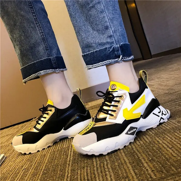 

2019 Autumn New Women Sneakers Fashion Mixed Colors Casual Shoes Woman Comfortable Breathable Mesh Flats Platform Sneakers T114