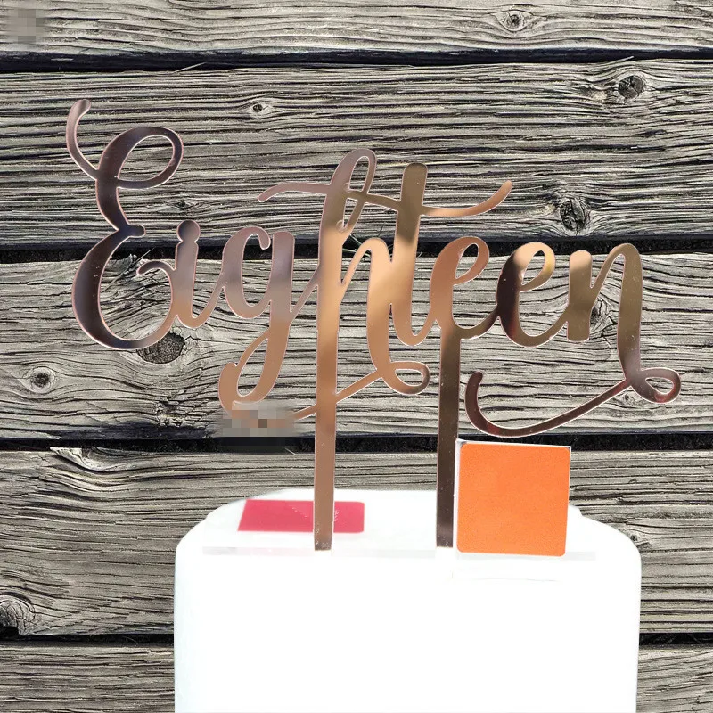 

18 Birthday Party Cake Topper Acrylic Mirror Rose Gold eighteen Cake Topper for Adult ceremony / Birthday Party Decorations