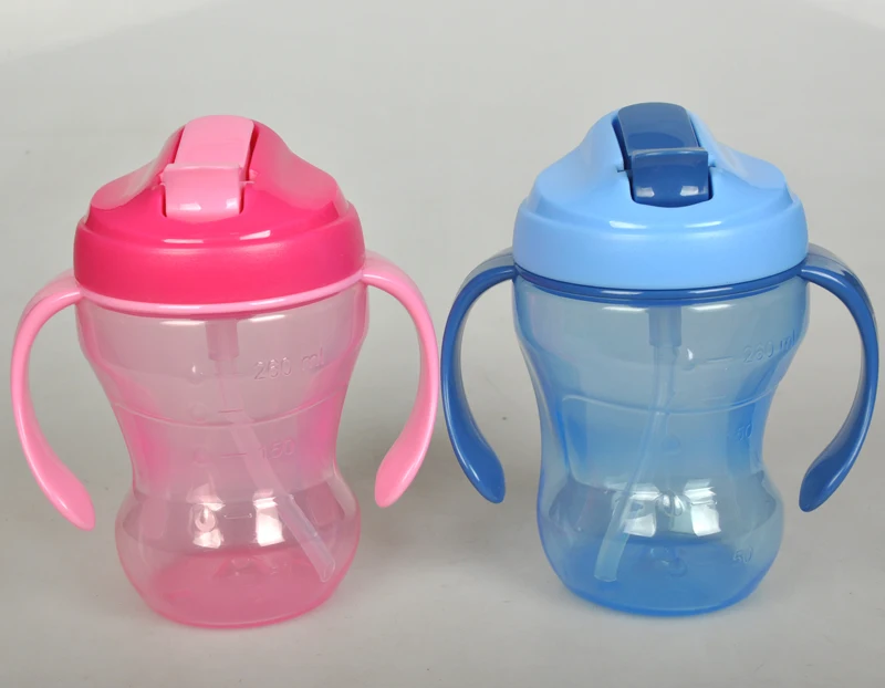 260 мл детские чашки детские бутылки для воды в соломе с двойной изоляцией для кормления питья Ручки силиконовые детские бутылочки