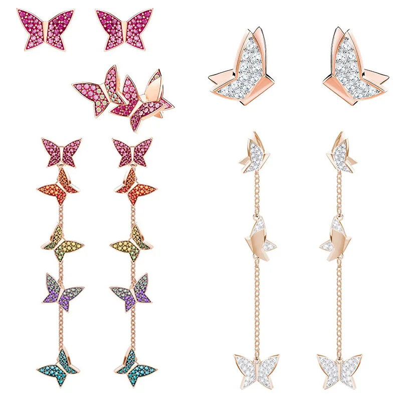 

SERVICE YOU Fashion 100% Sterling Silver Original 1:1 Have Logo High Qualityt Butterfly Earrings Women Jewelry Free Mail