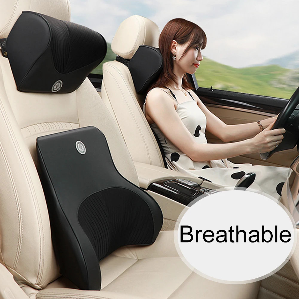 

JINSERTA 2019 New Car Headrest Pillow Set Auto Seat Back Lumbar Support Waist Pillow Head Support Car Accessories Neck Pillow