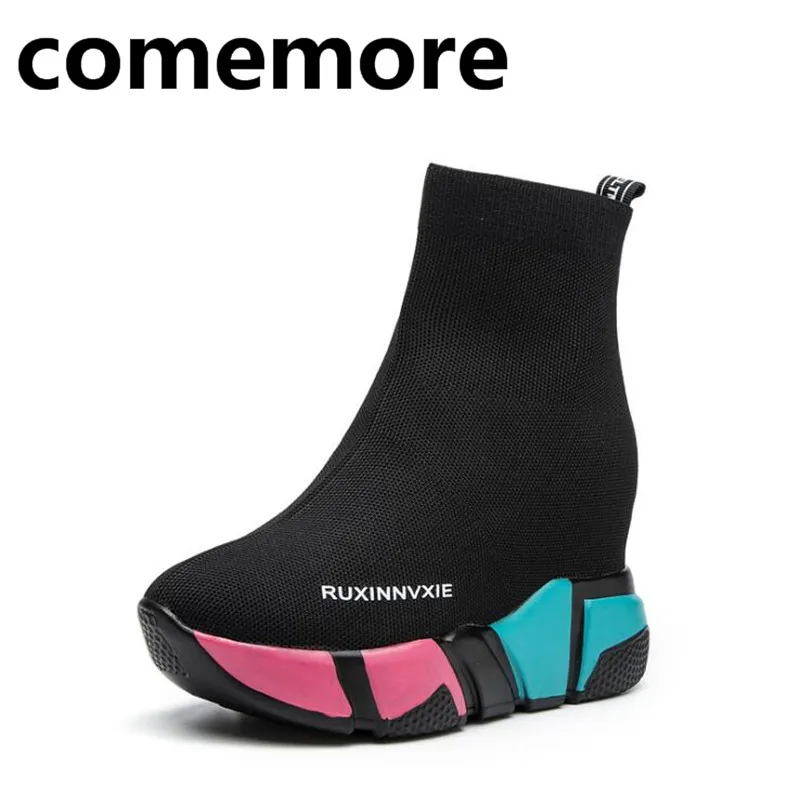 

Outdoor soft bottom Korean version plus velvet thick-soled socks wild casual breathable elastic internal increase sneakers