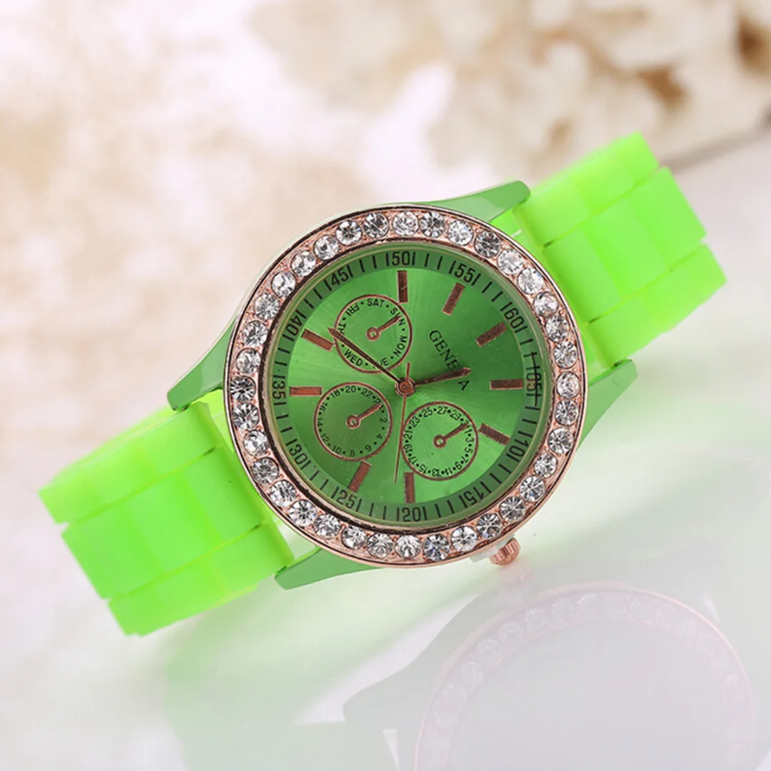 Geneva Casual Watch Women Crystal Dress Watch 2017 Quartz men Silicone watches Unisex Wristwatch Sports watch relogio feminino