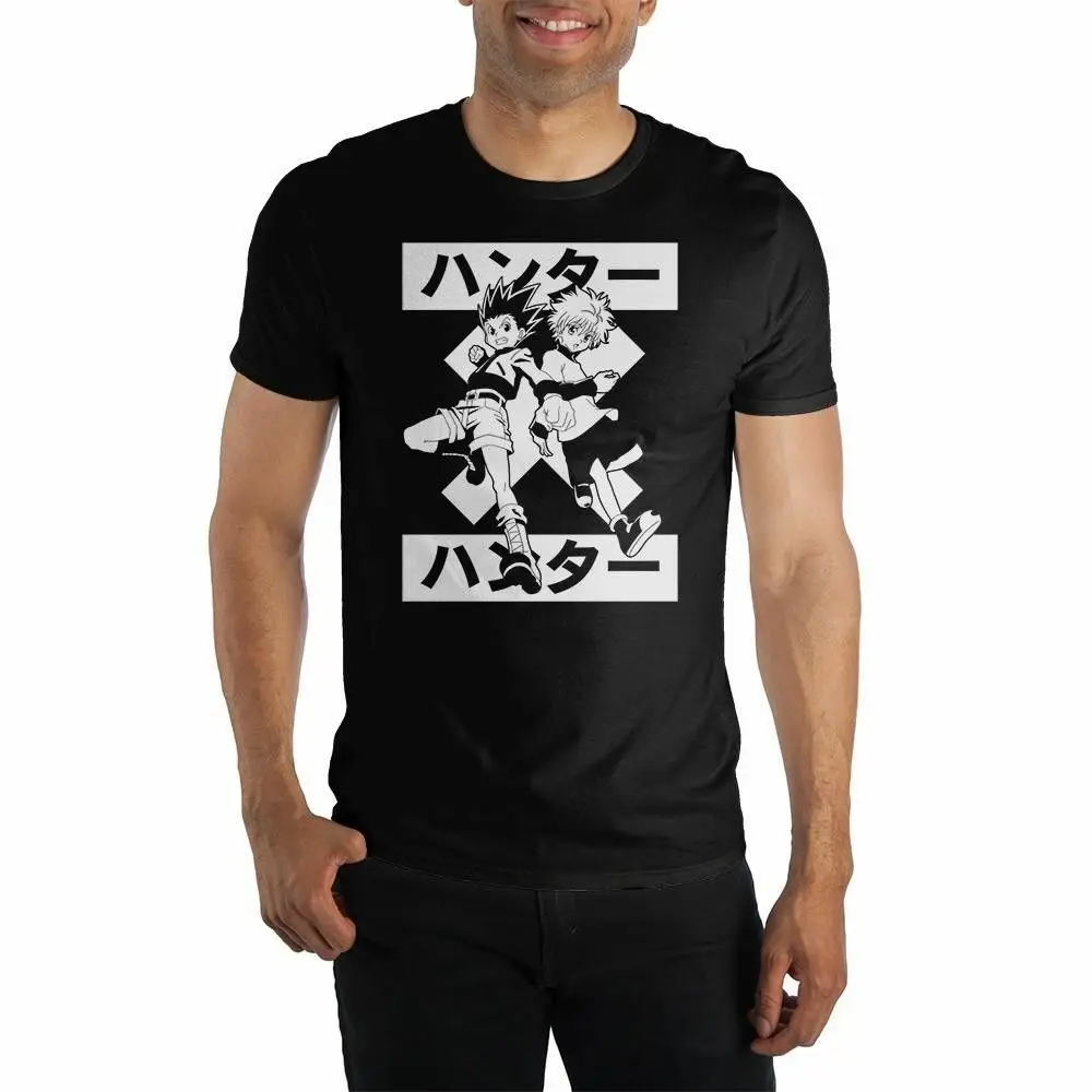 

Hunter X Hunter Anime Gon Cross Killua Authentic Black T-Shirt Size S-3XL Summer Short Sleeves Cotton T Shirt Fashion