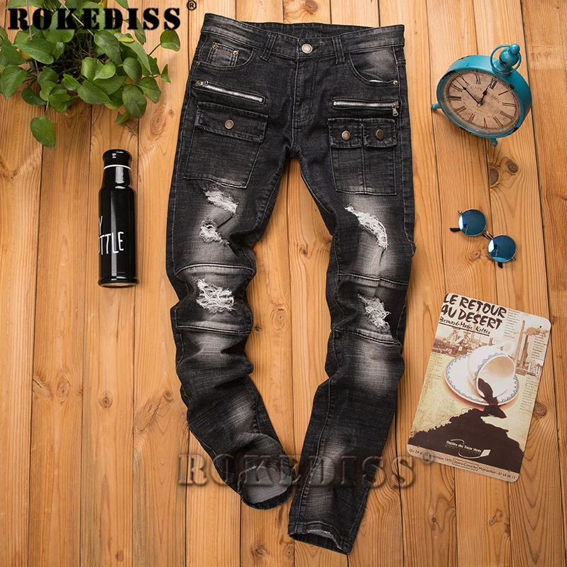 Skinny jeans men 2017 Spring and Autumn fashion New products Feet Slim Tide male Motorcycle pants