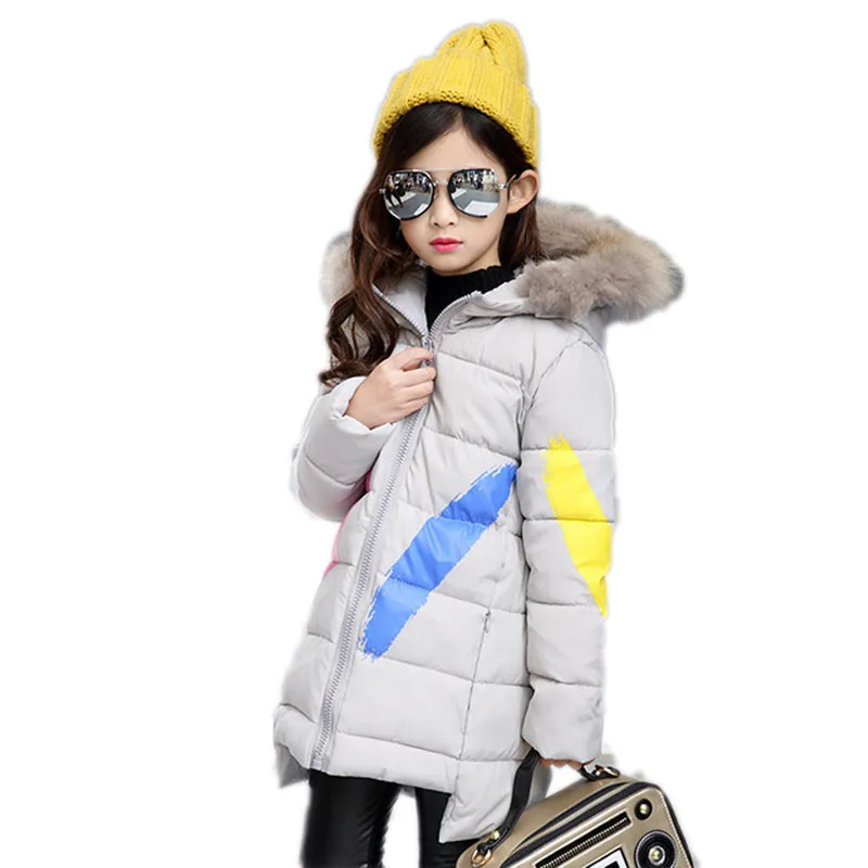 

2018 Autumn Winter Teenage Girls Warm Thick Down Cotton Coat Children Fur Hooded Jacket Outerwear Big Kids Parkas Clothing P62