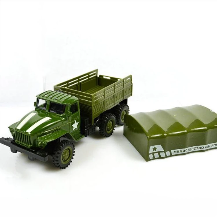 Militärfahrzeuge im Maßstab 1:24 Army Truck Toy Alloy Diecast Pull Bakc