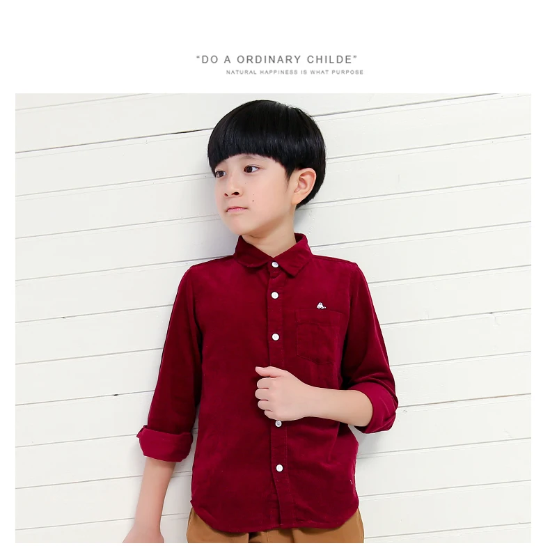 Высококачественная Вельветовая рубашка с длинными рукавами для мальчиков, Новая мягкая хлопковая рубашка на весну и осень, детская одежда