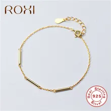 ROXI, Настоящее серебро 925 пробы, браслет, Золотая цепочка, браслеты для девушек, женские, ручная бижутерия, armbanden voor vrouwen