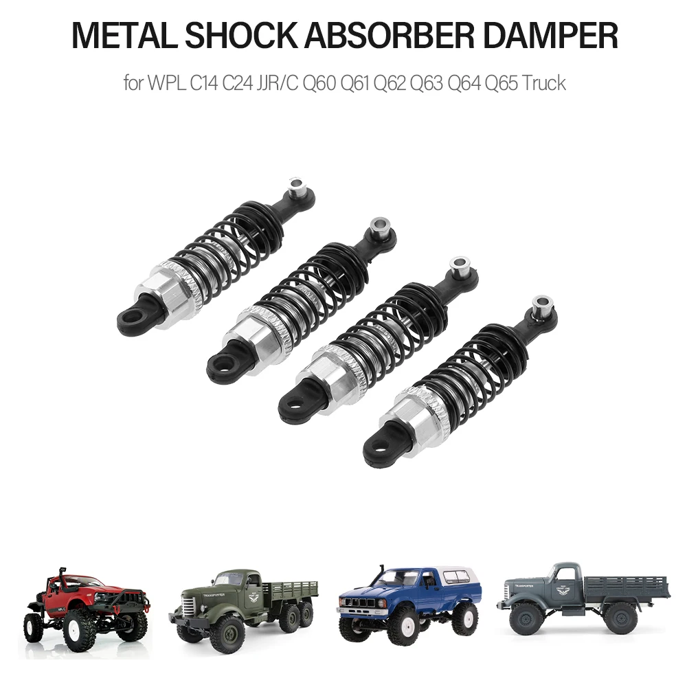 

4PCS Alloy Metal Shock Absorber Damper for RC Truck WPL C14 C24 JJR/C Q60 Q61 Q62 Q63 Q64 Q65