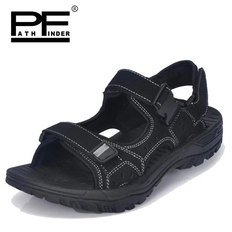 

Pathfinder Men Leather sandals Shoes Summer mens Roman soft Breathable Slippers fashion Outdoor Beach Super Fiber Casual Shoes