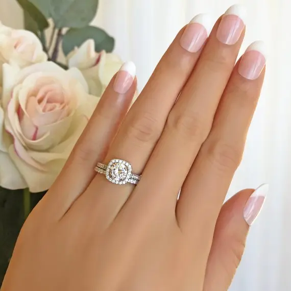 Роскошные женские белые свадебные Кольца Набор Мода 925 Серебро Заполненные ювелирные изделия Promise CZ обручальные кольца с камнями для женщин