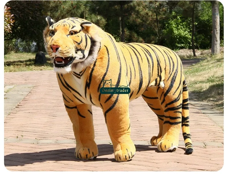 Dorimytrader 110cm Huge Simulated Forest Animal Tiger Plush Toy 43'' Large Stuffed Simulated Tiger Doll Great House Decoration DY60728 (14)