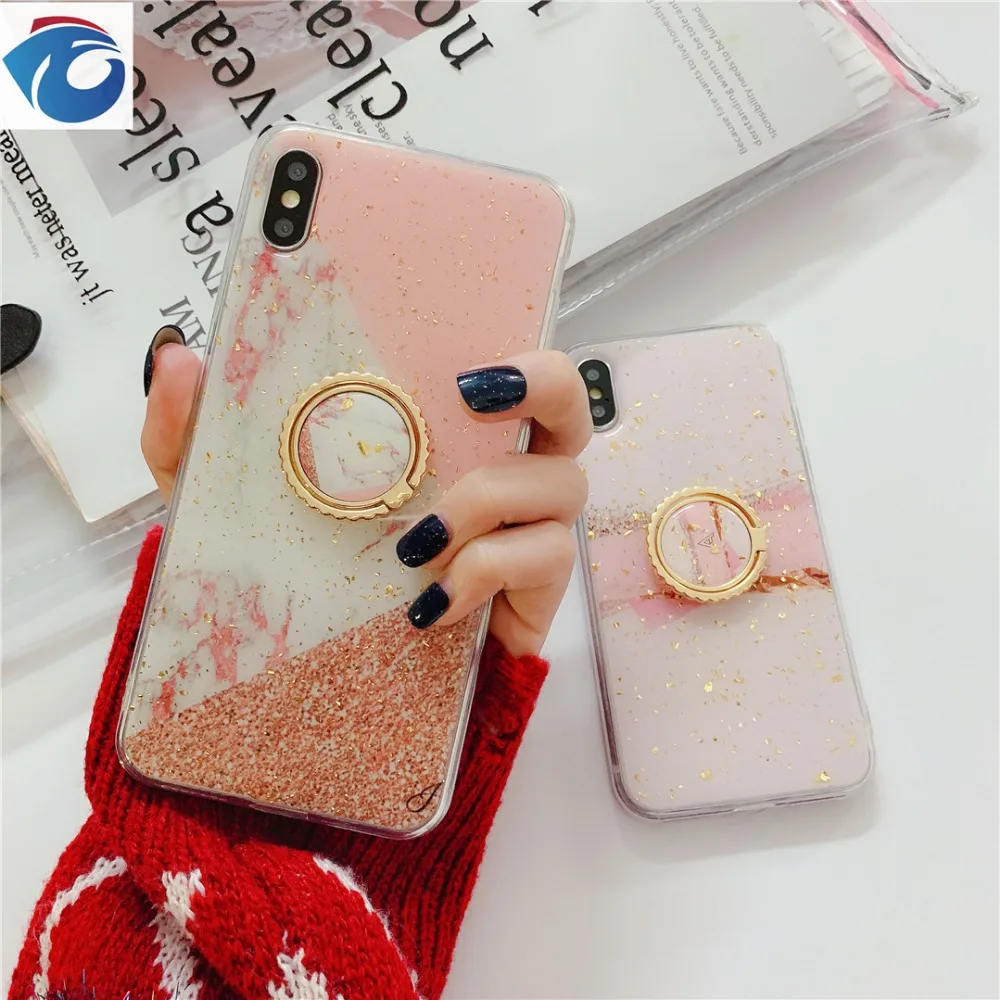 HUANQING Luxury gold foil tinted marble cell phone case For iPhone 6 6S 7 7Plus 8 8Plus XR XS Max Stent Protection Shell10