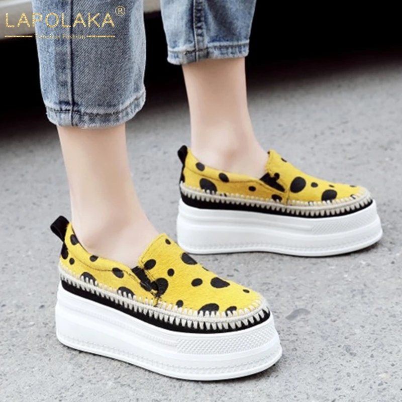 

LAPOLAKA INS Hot Style Fashion Horsehair Flat Platform Shoes Woman Spring Polka Dot Loafers Ladies Casual Flats Women Shoes