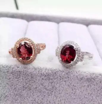 

Natural red garnet Ring Natural gemstone Ring 925 sterling silver trendy Elegant Lovely Square women's party Jewelry